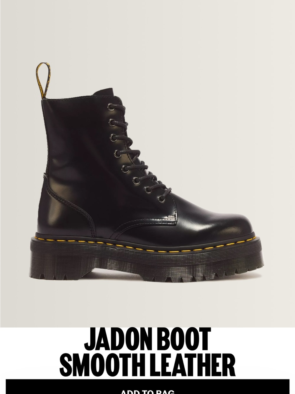 Dr. Martens Black Smooth Leather Platform Combat Boot (RIBBON LACES)